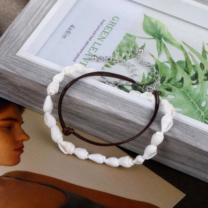 Anklets for Women Shell Foot Jewelry Summer Beach Barefoot Anklet Bracelet on leg Female Leather Anklet Set Bohemian Leg Chain