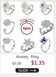 Simple Metal Beads Fidget Rotating Rings for Women Men Rotate Freely Anti Stress Anxiety Ring Spiral Round Ball Rotate Jewlery