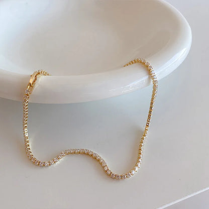 Minar Must Have Shiny Full Rhinestones Beaded Necklace for Women 14K Real Gold Silver Plated Copper Chain Chokers Wholesale