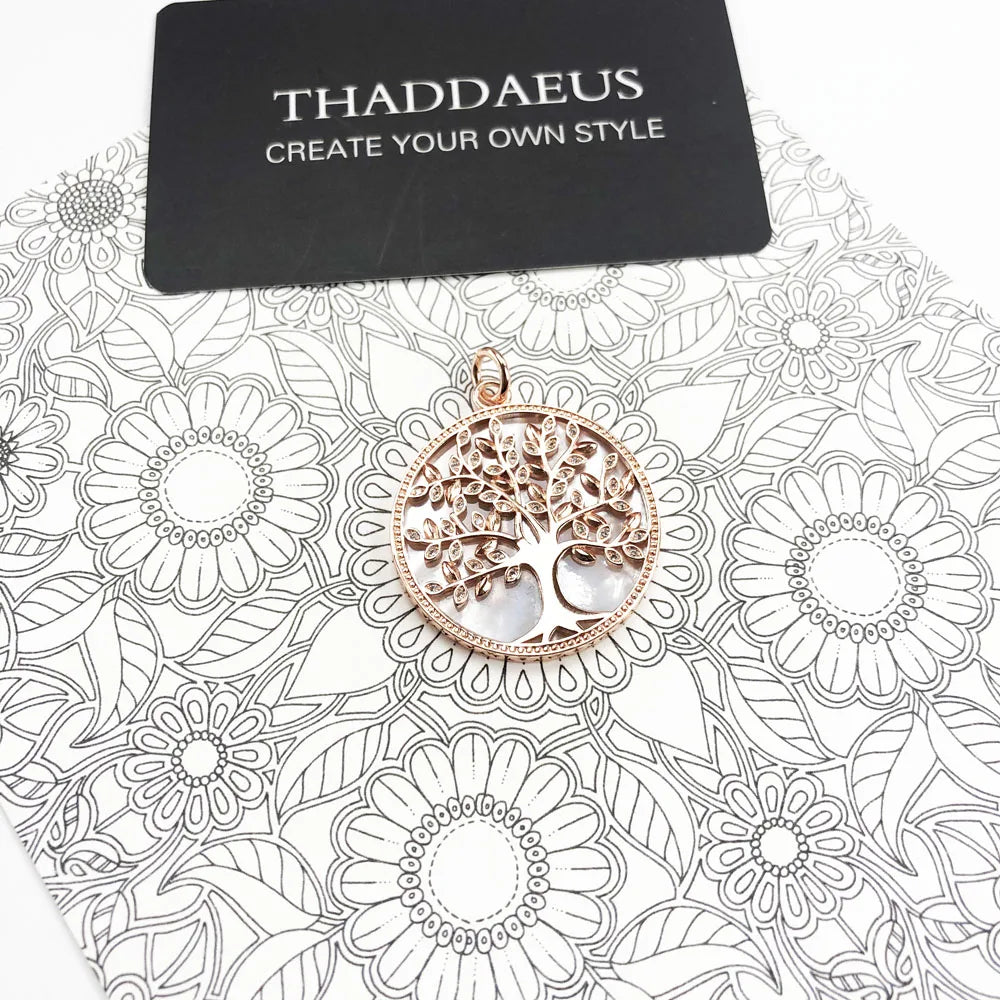 Pendants White Tree Rose Gold Color New Jewelry Romantic Symbol Balance 925 Sterling Silver Accessories Gift For Women