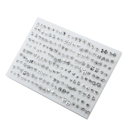 100Pairs Acrylic Crystal Heart Star Moon Small Stud Earrings Set For Women Girl Animal Flower Plastic Earring 2021 Trend Jewelry
