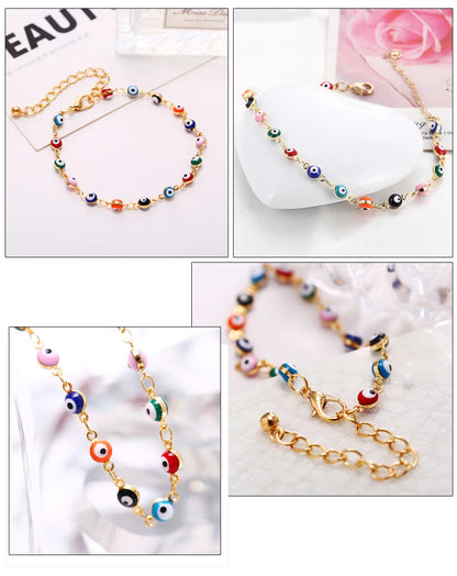Fashion Colorful Turkish Eyes Anklets for Women Charm Gold Color Beads Pendant barefoot sandals Anklet Foot Jewelry Accessories