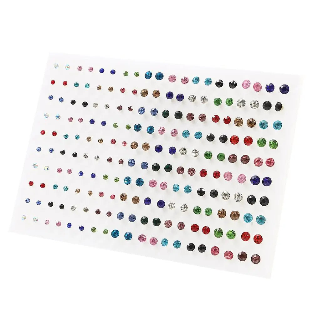 100Pairs Acrylic Crystal Heart Star Moon Small Stud Earrings Set For Women Girl Animal Flower Plastic Earring 2021 Trend Jewelry