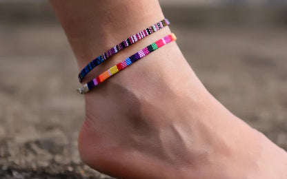 2Pcs/Lot Bohemian Anklets for Men and Women Handmade Rope Friendship Beach Barefoot Bracelet on the Leg Chain Boho Foot Jewelry