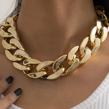 Simple Exaggerated Necklace Lady 4 Color Hip Hop Distorted Thick CCB Chain Creative Necklaces Fashion Glamour Girl Jewelry Gift