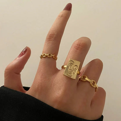 7pcs Fashion Jewelry Rings Set Hot Selling Metal Alloy Hollow Round Opening Women Finger Ring For Girl Lady Party Wedding Gifts