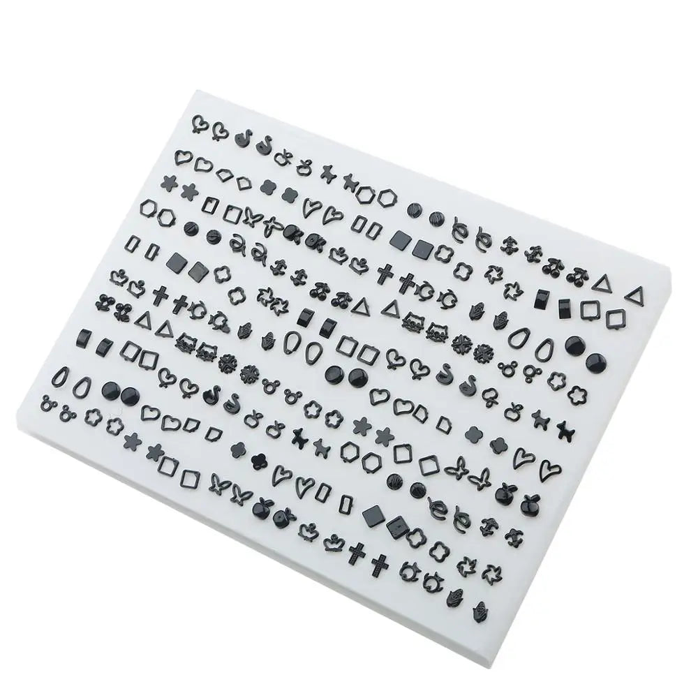 100Pairs Acrylic Crystal Heart Star Moon Small Stud Earrings Set For Women Girl Animal Flower Plastic Earring 2021 Trend Jewelry