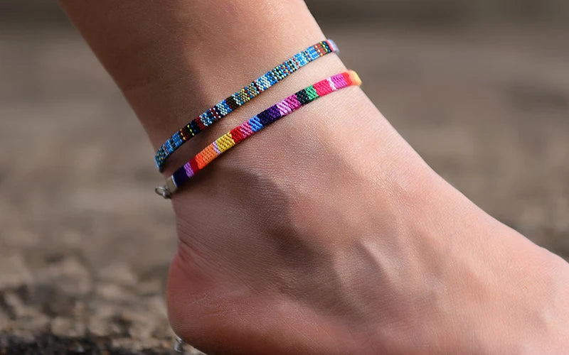 2Pcs/Lot Bohemian Anklets for Men and Women Handmade Rope Friendship Beach Barefoot Bracelet on the Leg Chain Boho Foot Jewelry