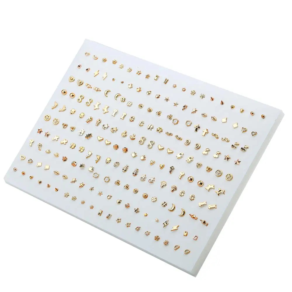 100Pairs Acrylic Crystal Heart Star Moon Small Stud Earrings Set For Women Girl Animal Flower Plastic Earring 2021 Trend Jewelry