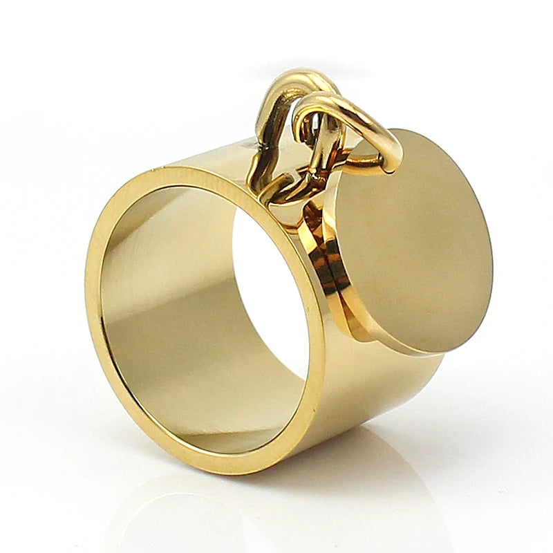 Laser Rings for Women Fashion Geometric Bar Knuckle Jewelry Gold Silver Color 15mm 316L Stainless Steel Cool Ring