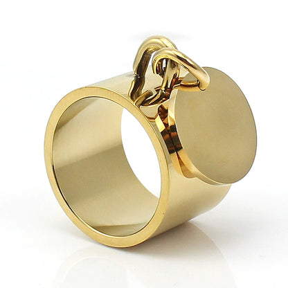 Laser Rings for Women Fashion Geometric Bar Knuckle Jewelry Gold Silver Color 15mm 316L Stainless Steel Cool Ring