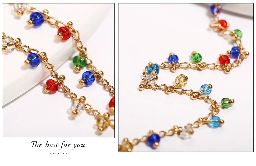 Fashion Colorful Turkish Eyes Anklets for Women Charm Gold Color Beads Pendant barefoot sandals Anklet Foot Jewelry Accessories