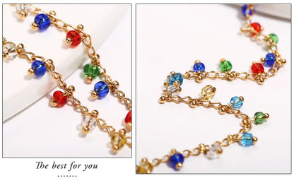 Fashion Colorful Turkish Eyes Anklets for Women Charm Gold Color Beads Pendant barefoot sandals Anklet Foot Jewelry Accessories