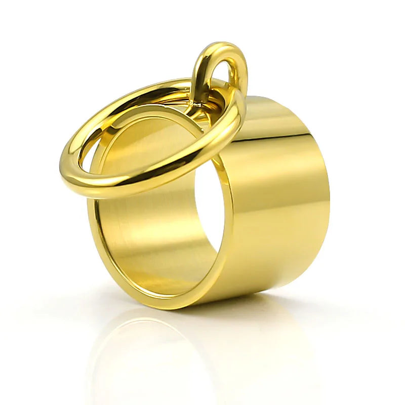 Laser Rings for Women Fashion Geometric Bar Knuckle Jewelry Gold Silver Color 15mm 316L Stainless Steel Cool Ring