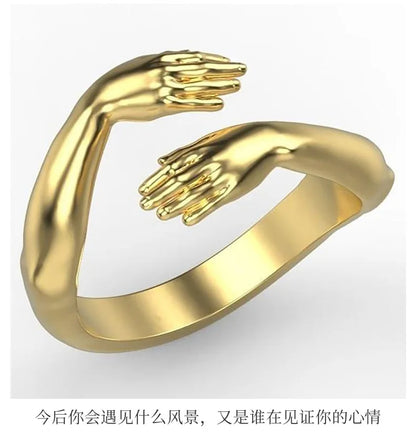 Rings 2025 Trend Jewelry Hands Hug Punk Personality Open Dropshipping Rings for Women Men