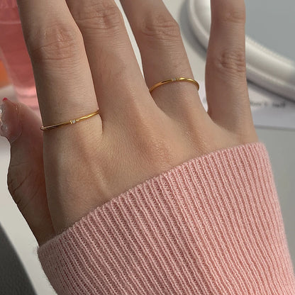 Tarnish Free New Minimalist 316L Stainless Steel 18k Gold Plated One Two Three AAA Zircon Paved Gold Rings for Women