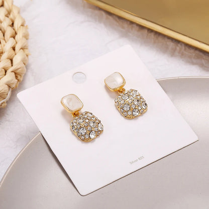 New Vintage Purple Shiny Crystal Geometric Women Earrings Contracted Sweet Lovely Fine Shiny Drop Earrings Jewelry