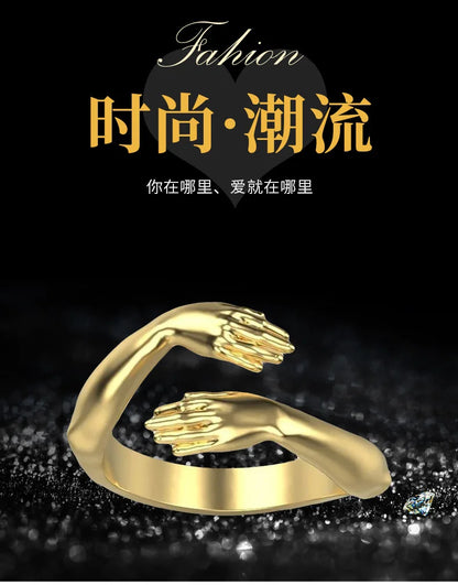 Rings 2025 Trend Jewelry Hands Hug Punk Personality Open Dropshipping Rings for Women Men