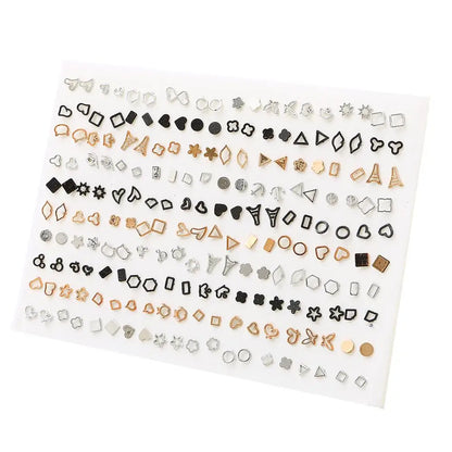 100Pairs Acrylic Crystal Heart Star Moon Small Stud Earrings Set For Women Girl Animal Flower Plastic Earring 2021 Trend Jewelry