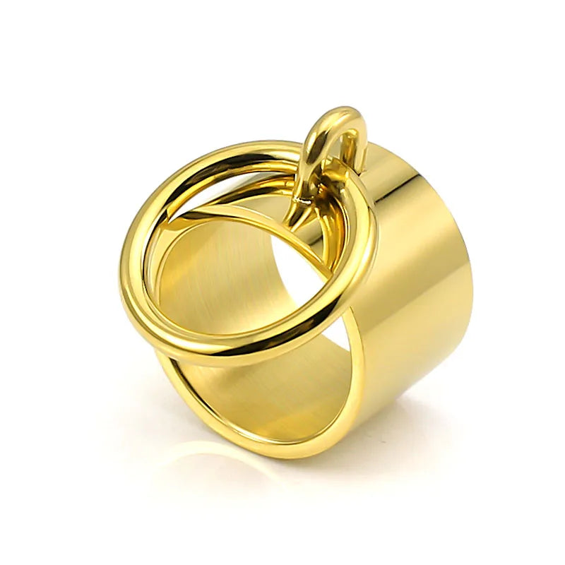 Laser Rings for Women Fashion Geometric Bar Knuckle Jewelry Gold Silver Color 15mm 316L Stainless Steel Cool Ring