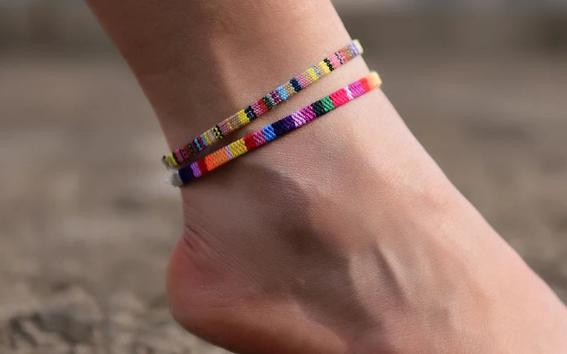2Pcs/Lot Bohemian Anklets for Men and Women Handmade Rope Friendship Beach Barefoot Bracelet on the Leg Chain Boho Foot Jewelry