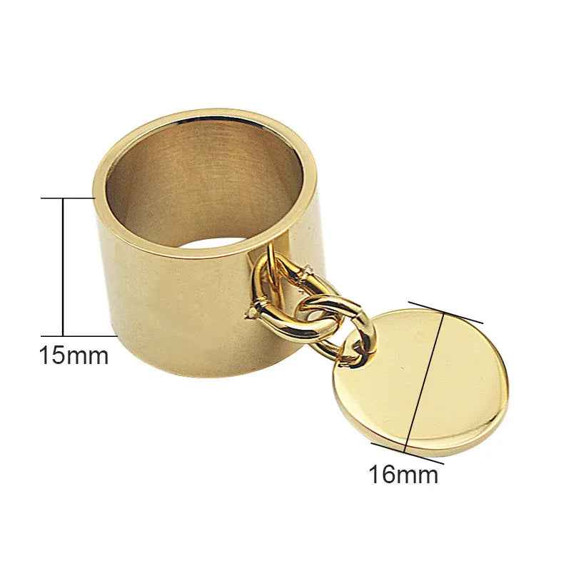 Laser Rings for Women Fashion Geometric Bar Knuckle Jewelry Gold Silver Color 15mm 316L Stainless Steel Cool Ring