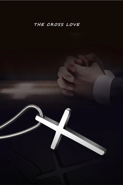 Pendants for Men Classic Design Cross Tungsten Necklace with Snake Stainless Steel Chain 45/50/55cm, Engraving