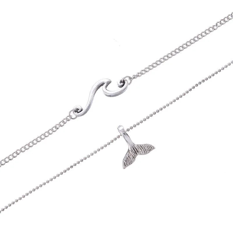 Trendy Cute Waves Fish tail Ankle Women Foot Anklet Bracet Summer Beach Barefoot Sandals Bracelet Ankle Set on the leg Female