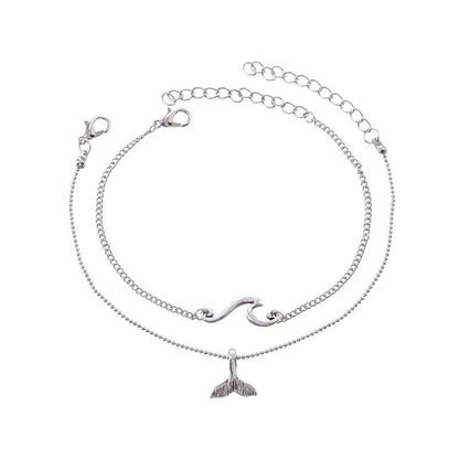 Trendy Cute Waves Fish tail Ankle Women Foot Anklet Bracet Summer Beach Barefoot Sandals Bracelet Ankle Set on the leg Female