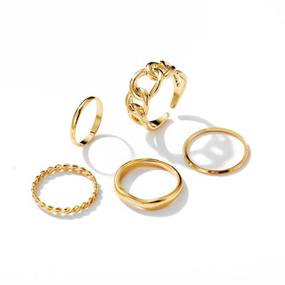7pcs Fashion Jewelry Rings Set Hot Selling Metal Alloy Hollow Round Opening Women Finger Ring For Girl Lady Party Wedding Gifts