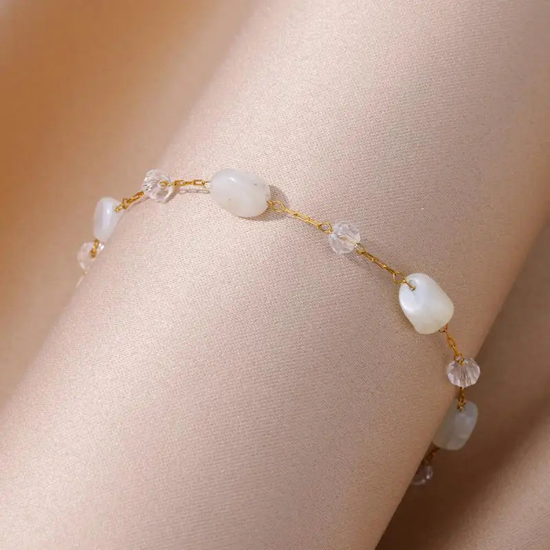 Anklets for Women Stainless Steel Stone Beaded Chain Anklet Summer Beach Accessories Boho Leg Bracelets Jewelry Tobilleras Mujer