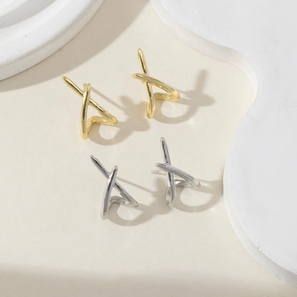 LATS Trendy Gold Color Cross Stud Earrings for Women Dainty Simple Minimalist Earring Fashion Jewelry Party Gifts Wholesale