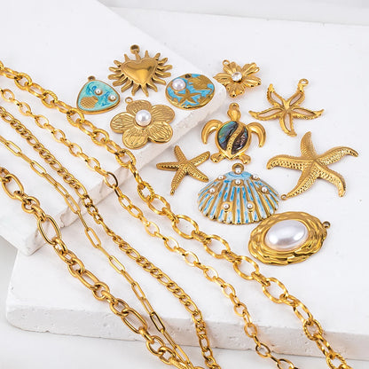 Stainless Steel Pendants Collection Cute Marine Style Pendants Various Earring Components DIY Necklace Jewelry Accessories