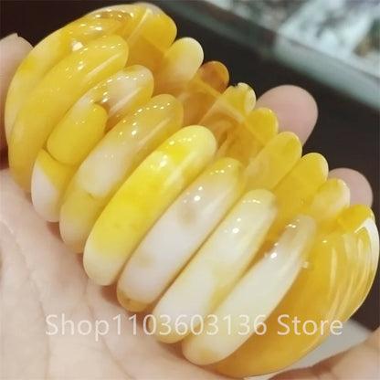 Natural Colorful Amber Bracelet Women Healing Gemstone Fine Jewelry Genuine Baltic Flower Ambers Square Beads Bracelets Bangles