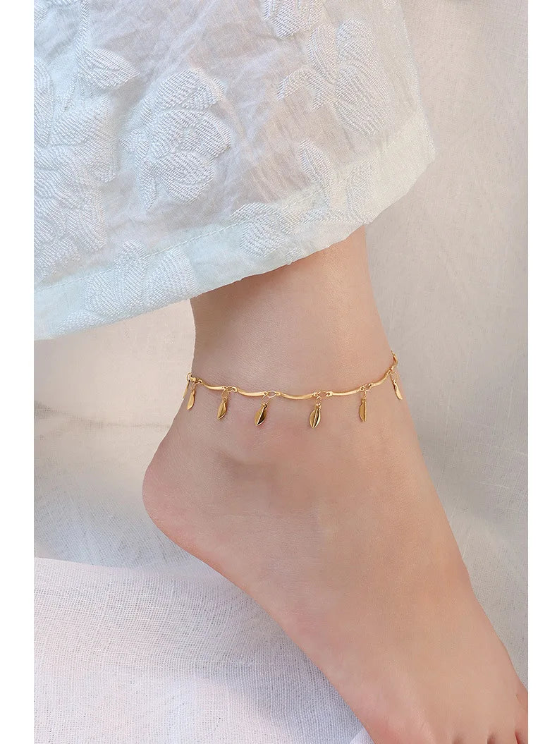Anklets For Women Stainless Steel 18K Gold Plated High Quality No Tarnish Women's Ankle Bracelets Foot Chains Luxury Ankle Strap