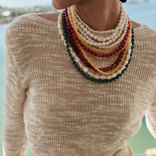 Multi level design, women's necklace, pearl layering, high-end feel, suitable for women, full of sexiness