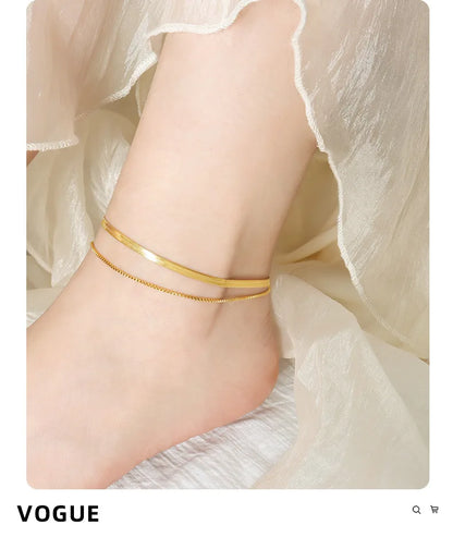 Anklets For Women Stainless Steel 18K Gold Plated High Quality No Tarnish Women's Ankle Bracelets Foot Chains Luxury Ankle Strap