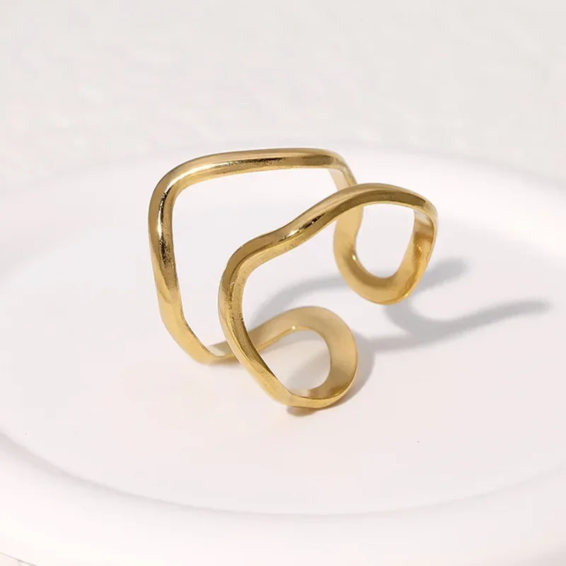 LATS Stainless Steel Gold Color Rings for Women Men 2024 Colorfast Popular Party Personalized Exaggerated Charms Jewelry Gifts