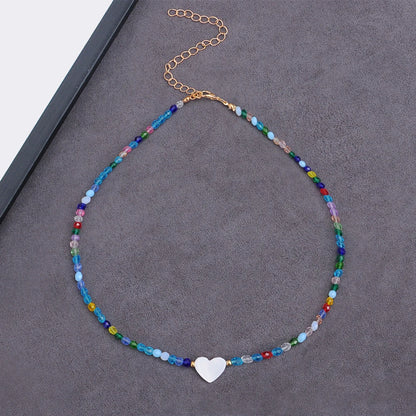 LATS Colorful Seed Beads Choker Nekklace for Women Girl New Love Heart Design Collar Fashion Jewelry Wholesale Dropshipping