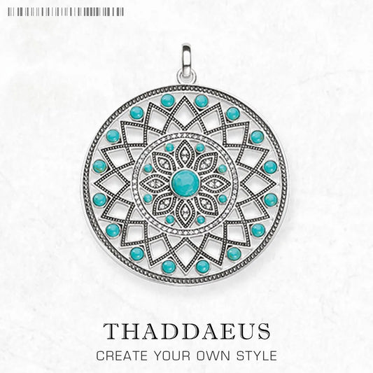 Pendant Blue Turquoise Stone Ornament Brand New Fashion 925 Sterling Silver Jewelry Europe Accessories Gift For Women