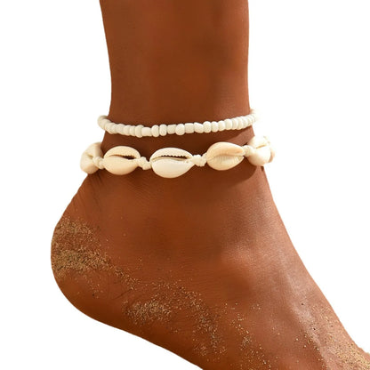 Shell Anklets For Women Foot Jewelry Summer Beach Barefoot Bracelets Ankle on Leg Chain Ankle Strap Accessories Bohemian Natural