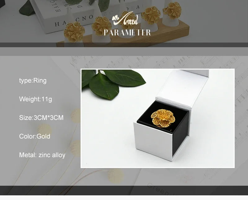 Brazilian Spiral Ring Women 24K Gold Plated Wedding Bride Arabic Ethiopian Dubai Big Nigerian Jewellery Moroccan Resizable