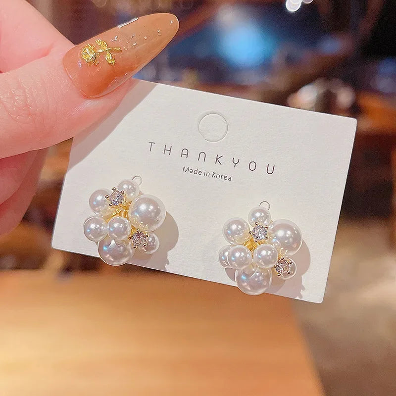 Elegant Lady's Pearl Pendant Earrings Korean Fashion Jewelry Party Student Girl's Simple Accessories Wedding Earrings For Woman