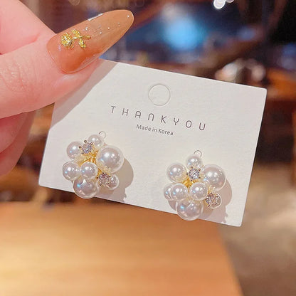 Elegant Lady's Pearl Pendant Earrings Korean Fashion Jewelry Party Student Girl's Simple Accessories Wedding Earrings For Woman