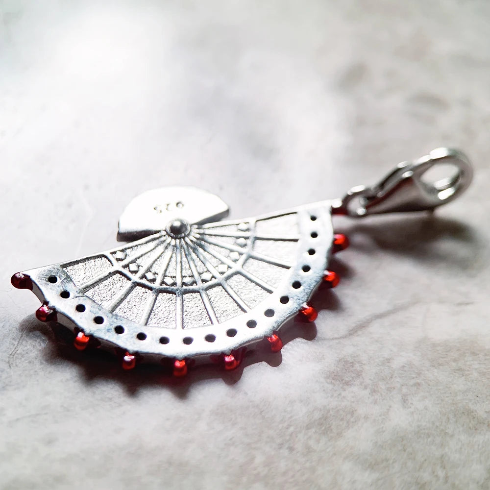 Pendant Red Fan Spring Brand New Fashion Jewelry Europe Style Trendy 925 Sterling Silver Gift For Women