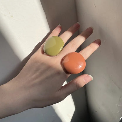 HANGZHI Irregular Wide Large Chunky Rings for Women Vintage Acrylic Resin Autumn Winter Geometric Stacking Wear Finger Jewelry