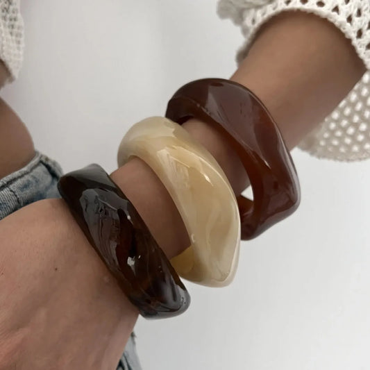 DIEZI Punk Big Geometric irregular Bangles Fashion Hip Hop Acrylic Wide Bangles Bracelets For Women Men New Gift Jewelry