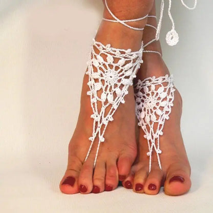 Crochet Barefoot Sandals Wedding Anklets Beach Anklets Shoes Ornament Ankle Bracelet