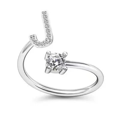 LATS Zircon Initial A-Z Letter Rings for Women Girl Adjustable Opening Ring Name Alphabet Female Wedding Fashion Jewelry Gift