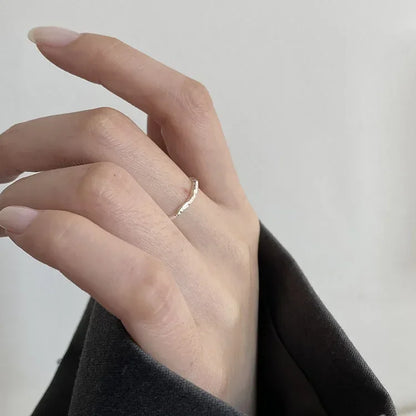 Real 925 Sterling Silver Minimalist Geometric Round Adjustable Rings for Women Trendy Fine Jewelry Irregular Accessories